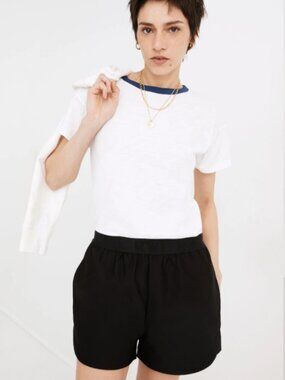 Madewell MWL Allways Pull-On Shorts Black Small Lightweight Elastic Waist